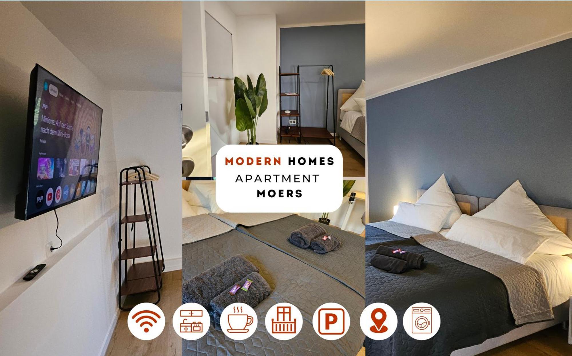 Modern Homes - Voll Ausgestatte Wohnung - Balkon - Hotelbetten - 4K Tv - Wlan メールス エクステリア 写真